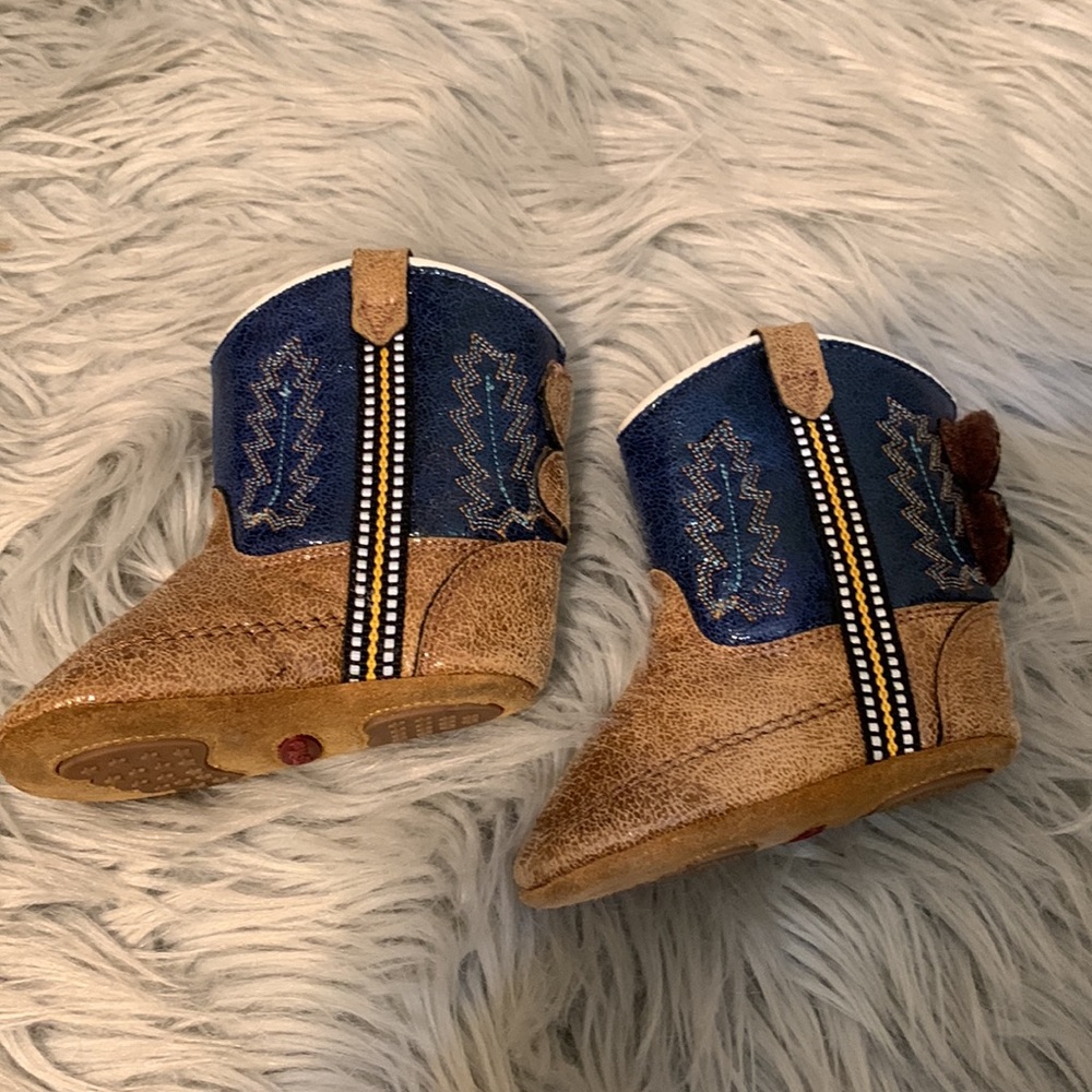 Baby Old West cowboy boots Velcro back size 3 - Picture 2 of 7